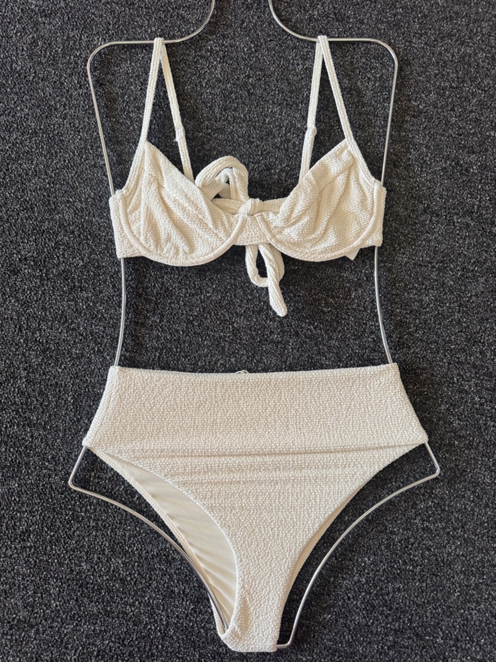 White Textured High-Waist Bikini Set - Women